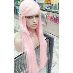 Lightest pink long fringe straight cosplay wig (203C)
