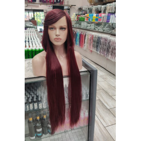 Burgundy fringed straight cosplay wig -100cm (222c)