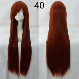 Dark auburn fringed straight cosplay wig -100cm (099-40)