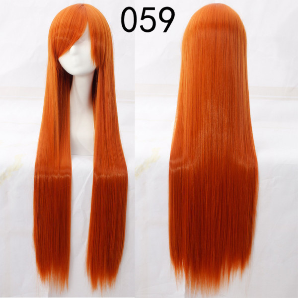Burnt orange long fringe straight cosplay wig (059)