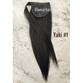 Color  1B Yaki straight 55cm XXL 110g 100% Indian remy human hair velcro ponytail